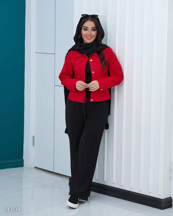 کت کراپ زنانه دونه اناری قرمز مدل آدوین السانا Elsana کد 2435