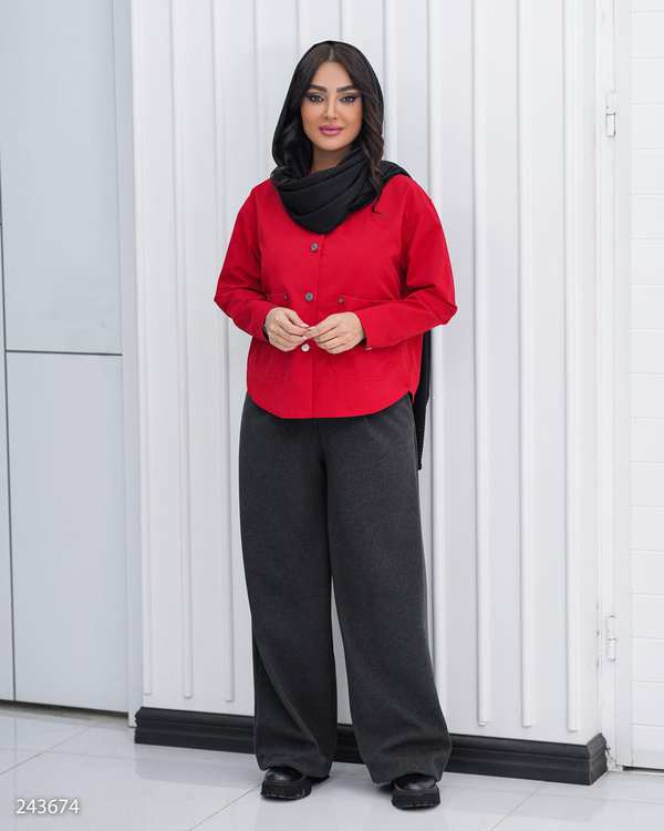 کت کراپ زنانه دونه اناری قرمز مدل آیریک السانا Elsana کد 2436