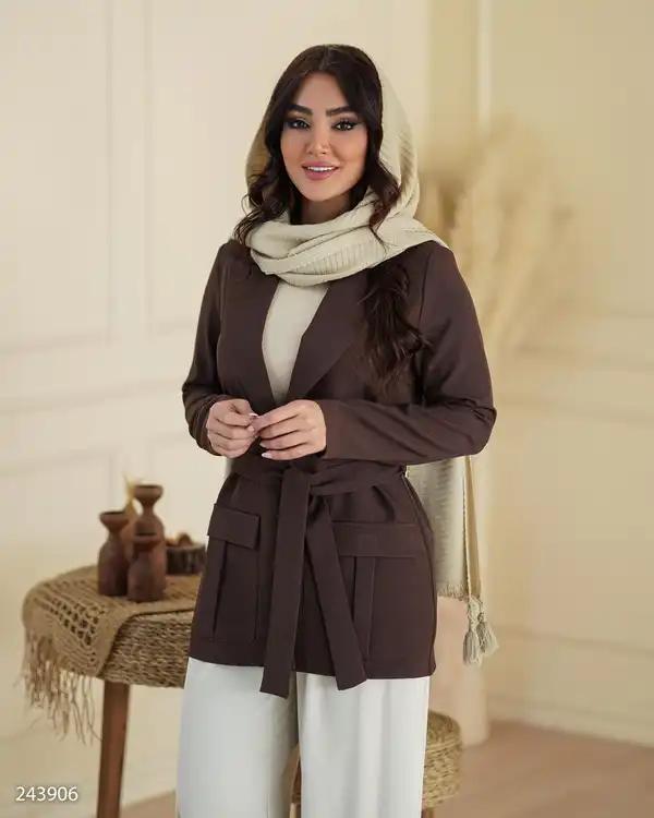 مانتو کتی زنانه قهوه ای مدل فرهام السانا Elsana کد 2439