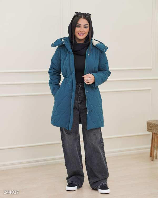 کاپشن زنانه سبز کله غازی مدل راشن السانا Elsana کد 2440