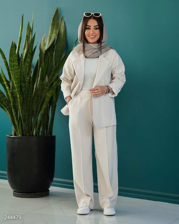 ست کت و شلوار زنانه استخوانی مدل سینداد السانا Elsana کد 2444