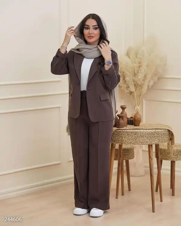 ست کت و شلوار زنانه قهوه ای مدل دریانا السانا Elsana کد 2446