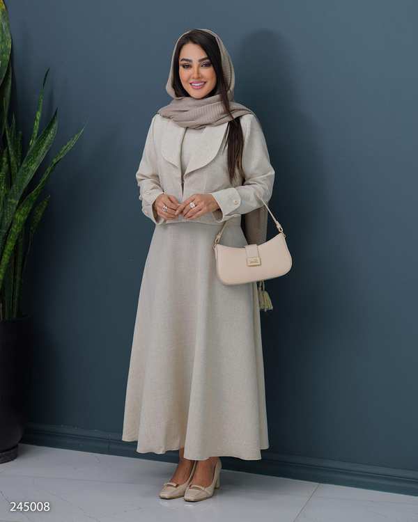 ست کت و سارافون زنانه کرم مدل ماهیار السانا Elsana کد 2450