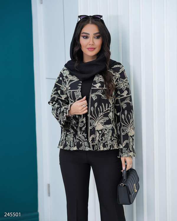 کت زنانه مشکی مدل یارنوش السانا Elsana کد 2455