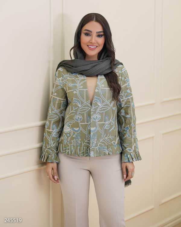 کت زنانه سبز سدری مدل یارنوش السانا Elsana کد 2455