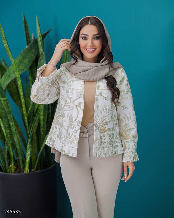 کت زنانه سفید مدل یارنوش السانا Elsana کد 2455