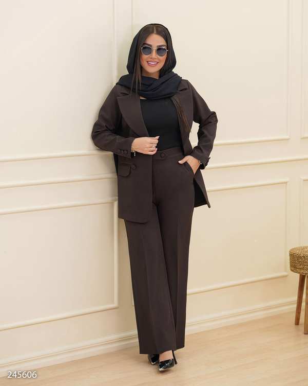 ست کت و شلوار زنانه قهوه ای مدل نیلسان السانا Elsana کد 2456