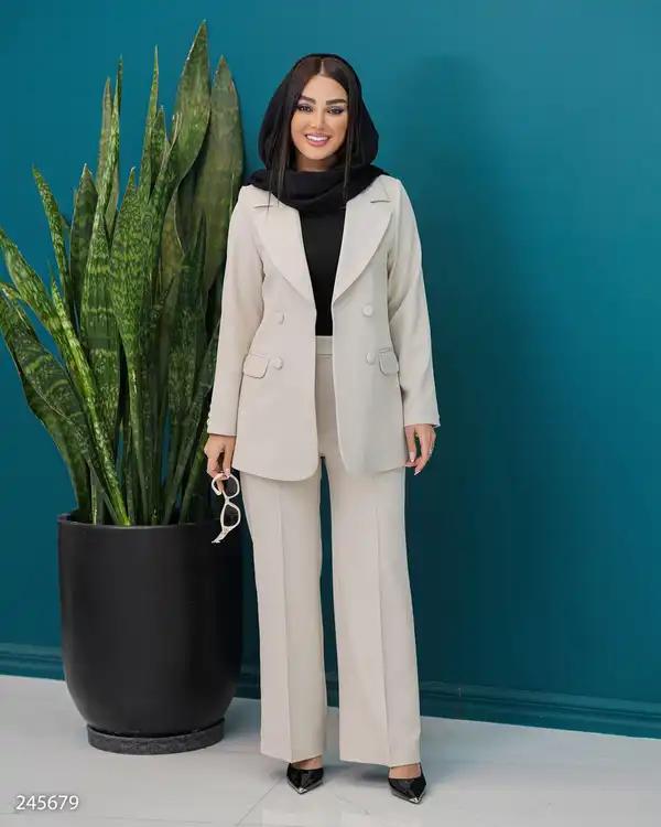 ست کت و شلوار زنانه استخوانی مدل نیلسان السانا Elsana کد 2456