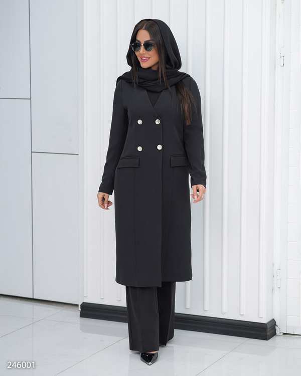 مانتو بلند زنانه مشکی مدل نعیمه السانا Elsana کد 2460