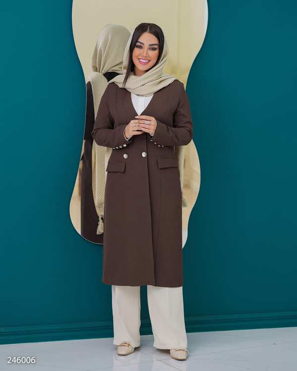 مانتو بلند زنانه قهوه ای مدل نعیمه السانا Elsana کد 2460