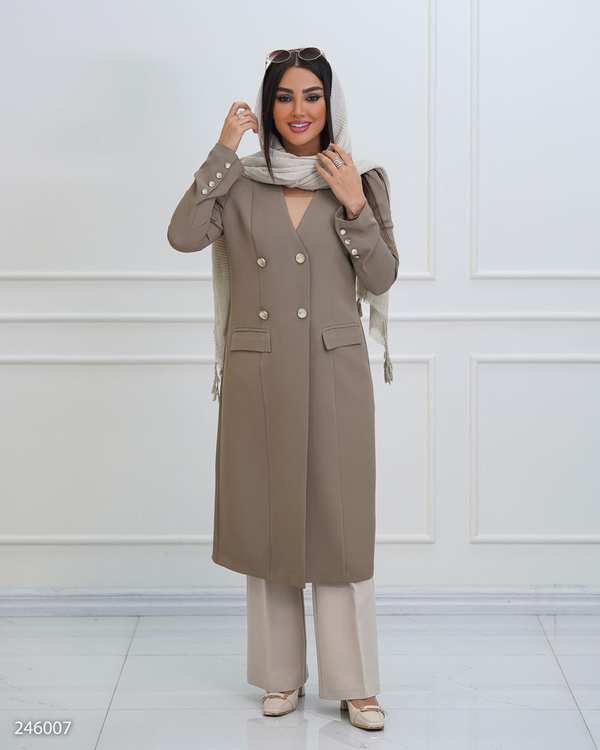 مانتو بلند زنانه شکلاتی مدل نعیمه السانا Elsana کد 2460