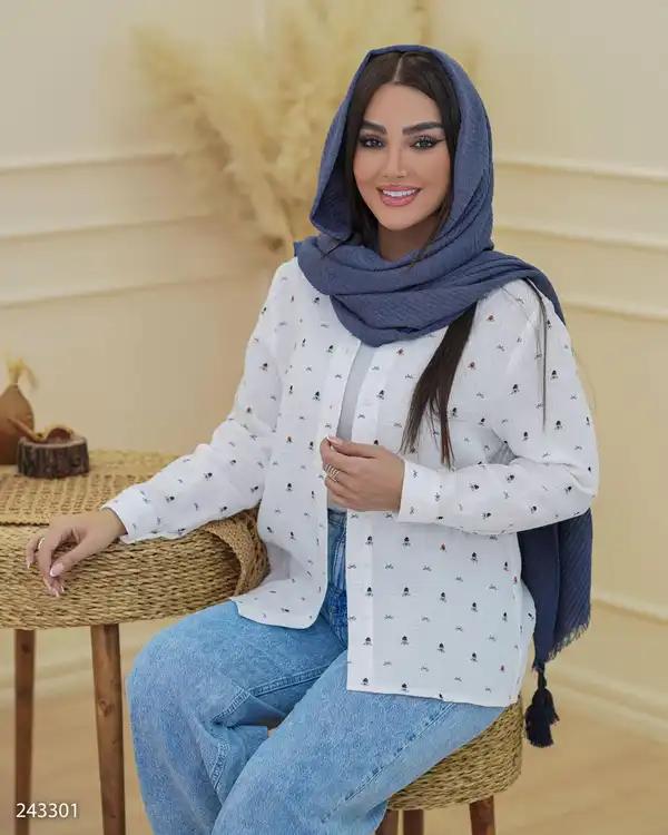 شومیز زنانه پاپیون سفید مدل پارسانا السانا Elsana کد 2433