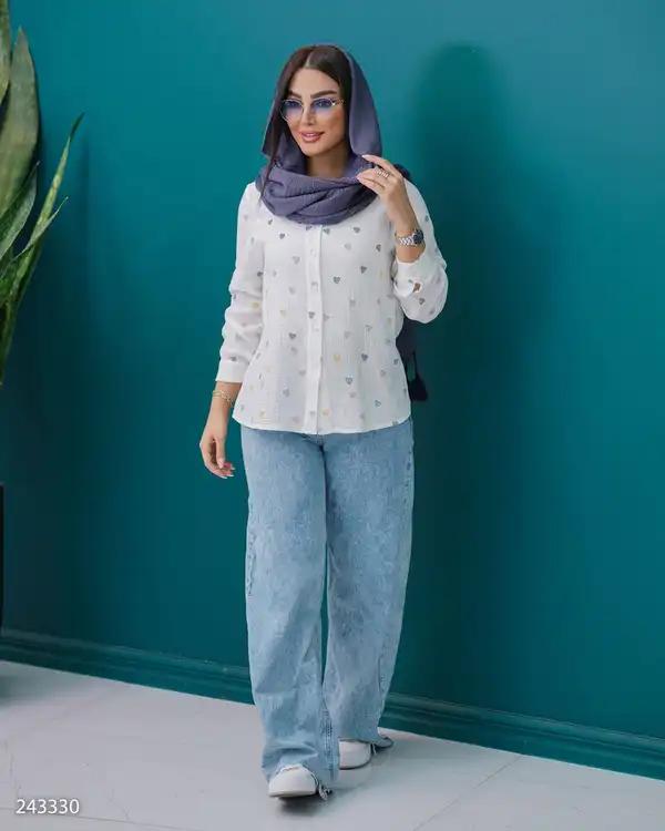 شومیز زنانه قلب ریز سفید مدل پارسانا السانا Elsana کد 2433