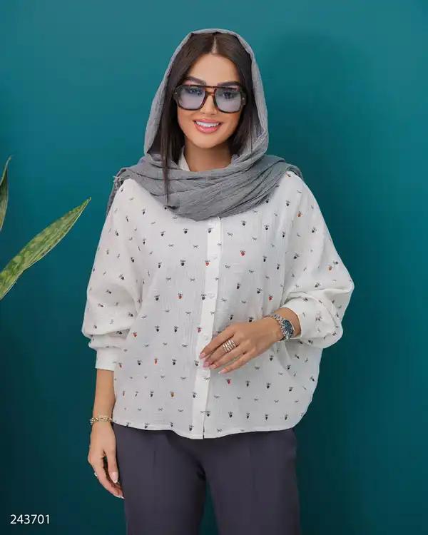 شومیز زنانه پاپیون سفید مدل فرزان السانا Elsana کد 2437