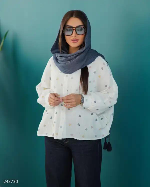 شومیز زنانه قلب ریز سفید مدل فرزان السانا Elsana کد 2437