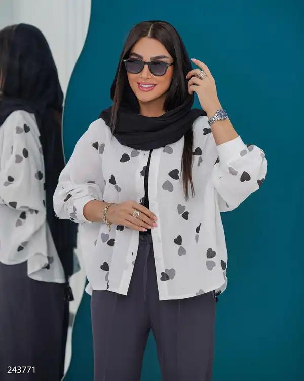 شومیز زنانه قلب درشت سفید مدل فرزان السانا Elsana کد 2437