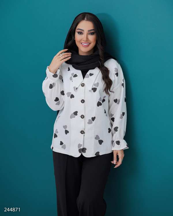 شومیز زنانه قلب درشت سفید مدل نیکین السانا Elsana کد 2448