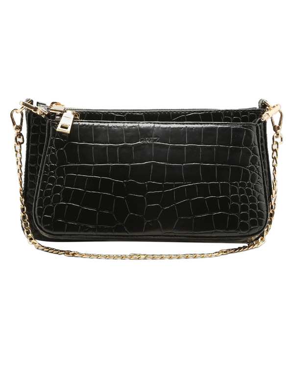 کیف دوشی چرم طبیعی زنانه کوروکو ریز مشکی اورز Orez مدل LEGENDکد BGB101