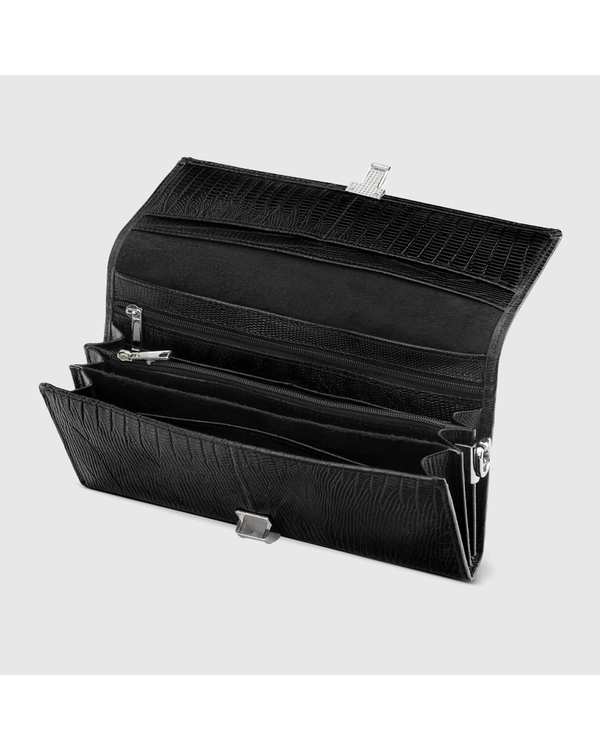 کیف دستی چرم طبیعی مردانه لیزارد مشکی اورز Orez مدل DALLASکد MHB109 - تصویر 4