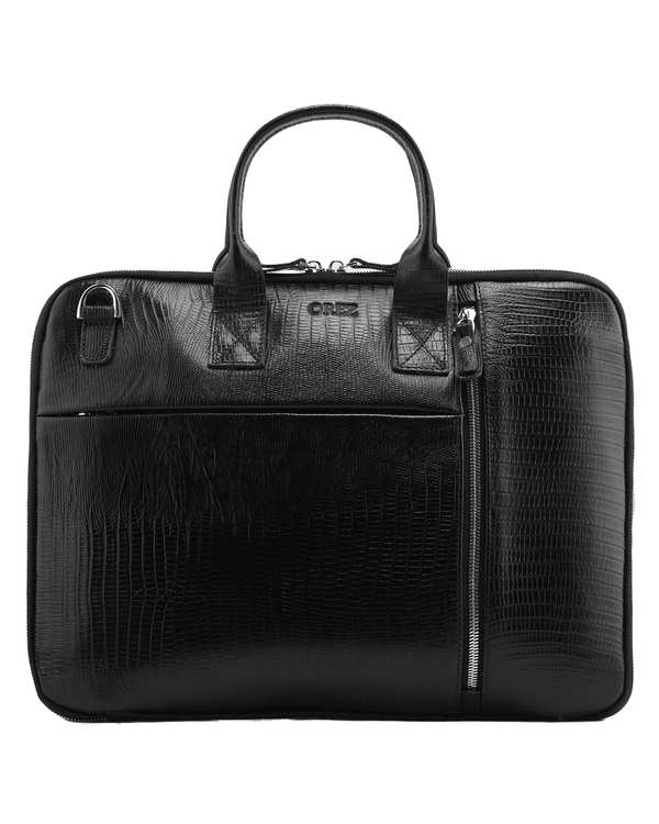 کیف اداری چرم طبیعی مردانه لیزارد مشکی اورز Orez مدل DOMINICکد BUB104