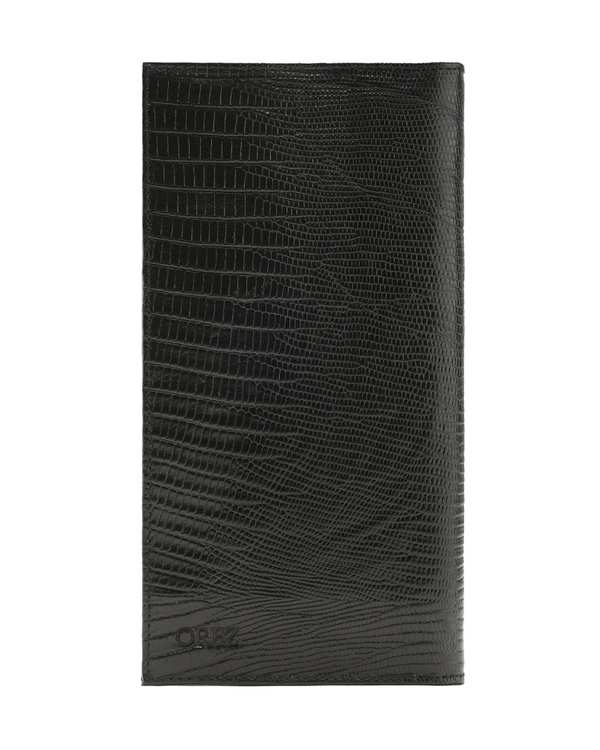 کیف پول چرم طبیعی مردانه لیزارد مشکی اورز Orez مدل PORTOکد WAB108