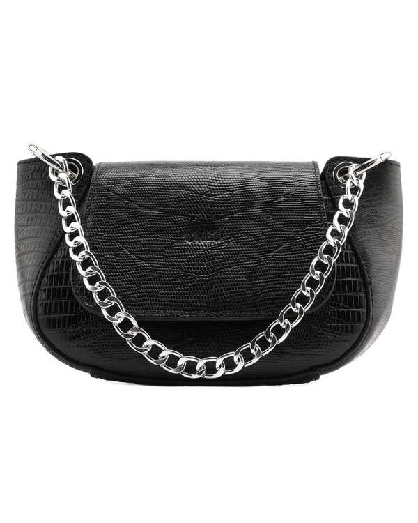 کیف دستی چرم طبیعی زنانه لیزارد مشکی اورز Orez مدل ROSEMARYکد SWB120