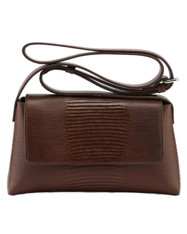 کیف دوشی چرم طبیعی زنانه لیزارد نسکافه ای اورز Orez مدل ROSIEکد CWB149