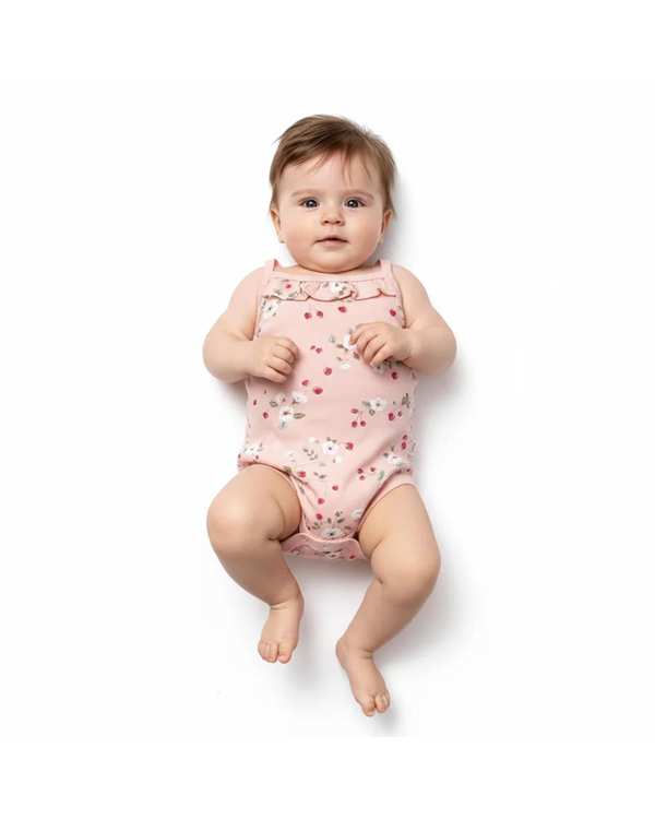 تاپ زیر دکمه دار نوزادی دخترانه صورتی آدمک Adamak مدل توت فرنگی کد 3914001