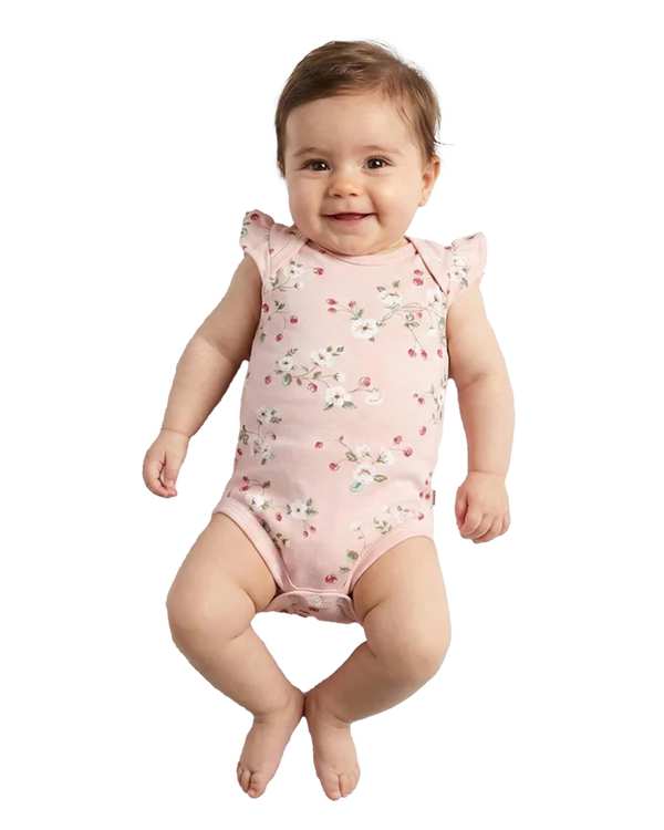 بادی نوزادی رکابی حلقه چین دخترانه صورتی آدمک Adamak مدل توت فرنگی کد 3918001