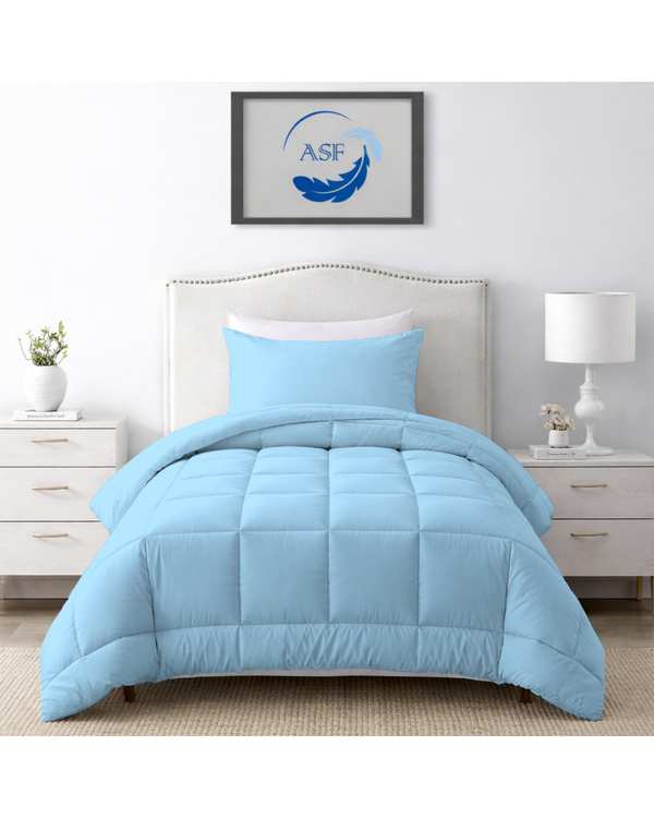 سرویس لحاف روتختی مینیمال تک نفره 6 تکه عرض 80 آبی روشن ای اس اف ASF مدل BOX LINE