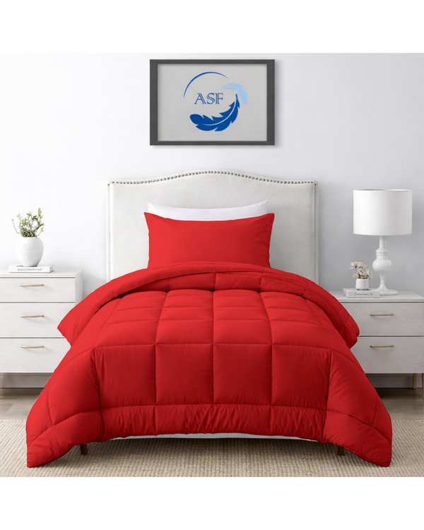 سرویس لحاف روتختی مینیمال تک نفره 6 تکه عرض 80 قرمز ای اس اف ASF مدل BOX LINE