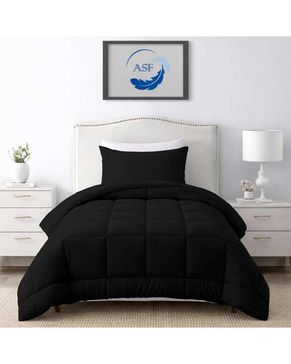 سرویس لحاف روتختی مینیمال تک نفره 6 تکه عرض 90 مشکی ای اس اف ASF مدل BOX LINE