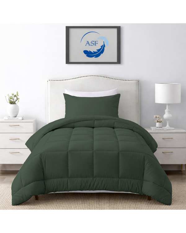 سرویس لحاف روتختی مینیمال تک نفره 6 تکه عرض 100 سبز ارتشی ای اس اف ASF مدل BOX LINE