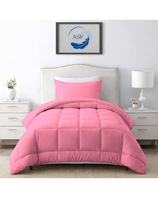 سرویس لحاف روتختی مینیمال تک نفره 6 تکه عرض 100 صورتی ای اس اف ASF مدل BOX LINE