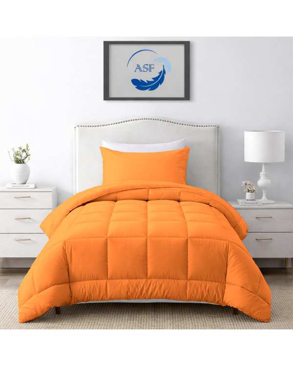 سرویس لحاف روتختی مینیمال تک نفره 6 تکه عرض 100 نارنجی ای اس اف ASF مدل BOX LINE