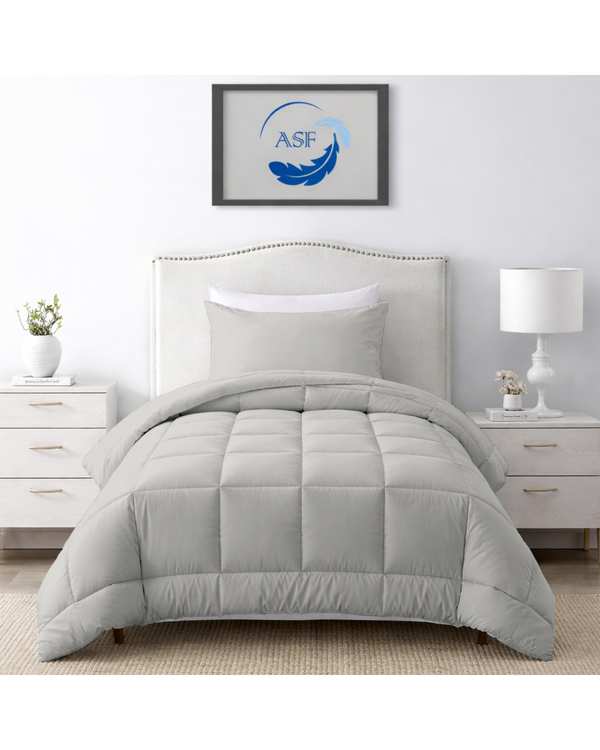 سرویس لحاف روتختی مینیمال تک نفره 6 تکه عرض 100 نقره ای ای اس اف ASF مدل BOX LINE