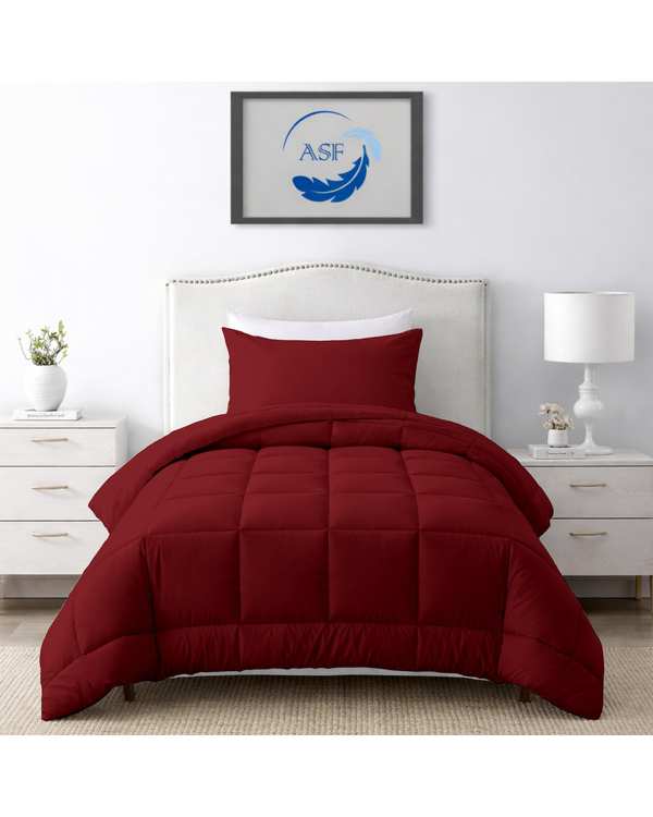 سرویس لحاف روتختی مینیمال تک نفره 6 تکه عرض 120 زرشکی ای اس اف ASF مدل BOX LINE