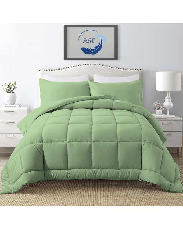 سرویس لحاف روتختی مینیمال دو نفره 8 تکه عرض 140 سبز روشن ای اس اف ASF مدل BOX LINE