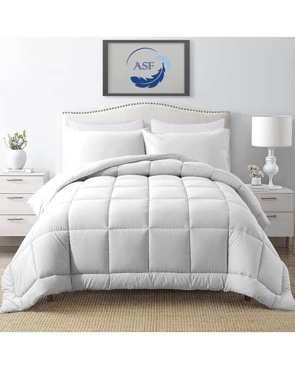 سرویس لحاف روتختی مینیمال دو نفره 8 تکه عرض 140 سفید ای اس اف ASF مدل BOX LINE