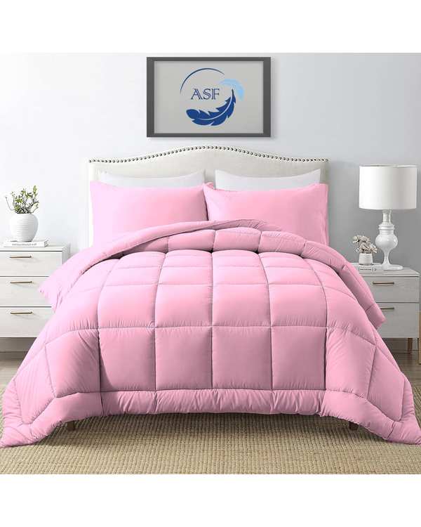 سرویس لحاف روتختی مینیمال دو نفره 8 تکه عرض 160 صورتی روشن ای اس اف ASF مدل BOX LINE