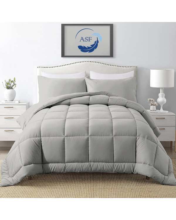 سرویس لحاف روتختی مینیمال دو نفره 8 تکه عرض 160 نقره ای ای اس اف ASF مدل BOX LINE