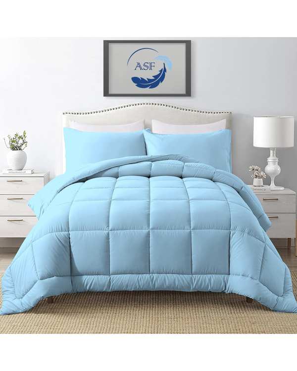 سرویس لحاف روتختی مینیمال دو نفره 8 تکه عرض 180 آبی روشن ای اس اف ASF مدل BOX LINE