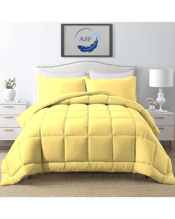 سرویس لحاف روتختی مینیمال دو نفره 8 تکه عرض 180 زرد ای اس اف ASF مدل BOX LINE