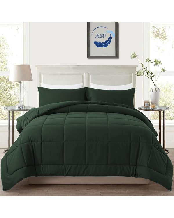 سرویس لحاف روتختی مینیمال دو نفره 8 تکه عرض 180 سبز ارتشی ای اس اف ASF مدل BOX LINE