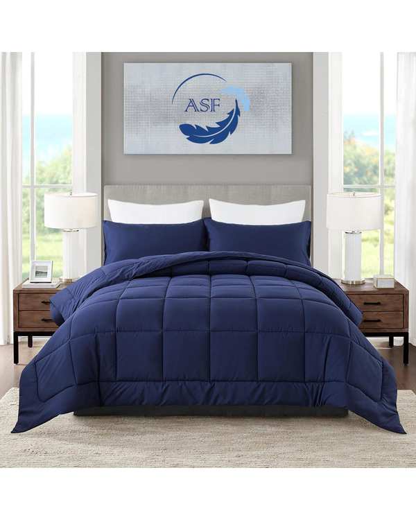 سرویس لحاف روتختی مینیمال دو نفره 8 تکه عرض 180 سرمه ای ای اس اف ASF مدل BOX LINE