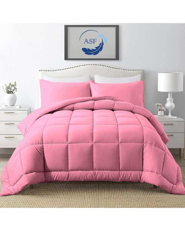 سرویس لحاف روتختی مینیمال دو نفره 8 تکه عرض 180 صورتی ای اس اف ASF مدل BOX LINE