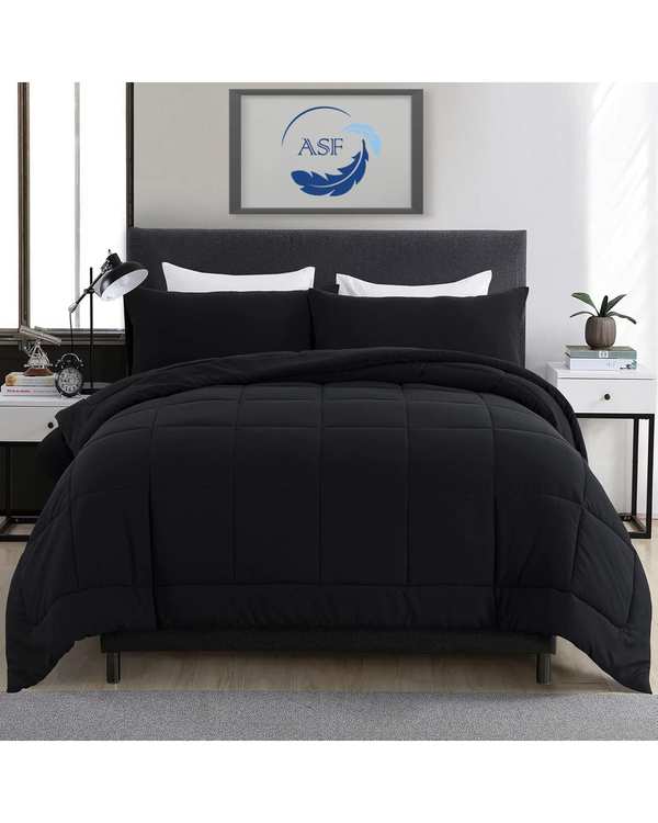 سرویس لحاف روتختی مینیمال دو نفره 8 تکه عرض 180 مشکی ای اس اف ASF مدل BOX LINE
