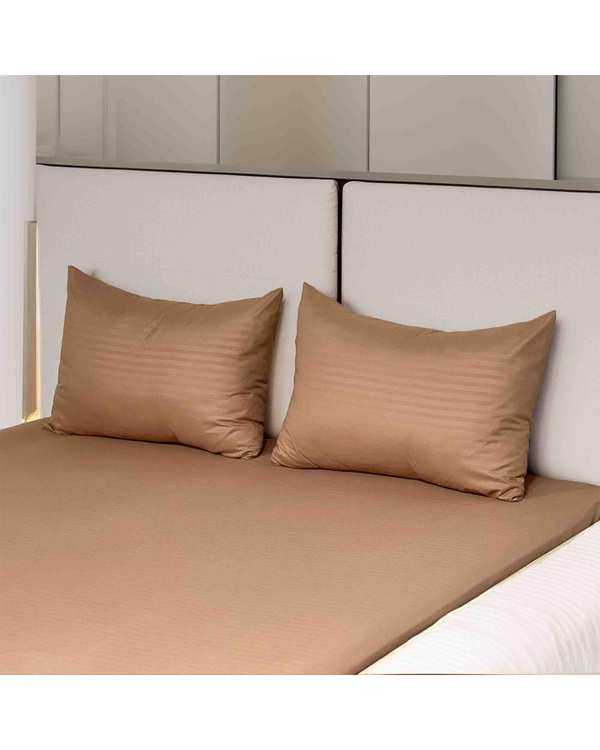 ست ملحفه و روبالشی دو نفره 3 تکه بژ مانیکا هوم Monica Home مدل parallel plus