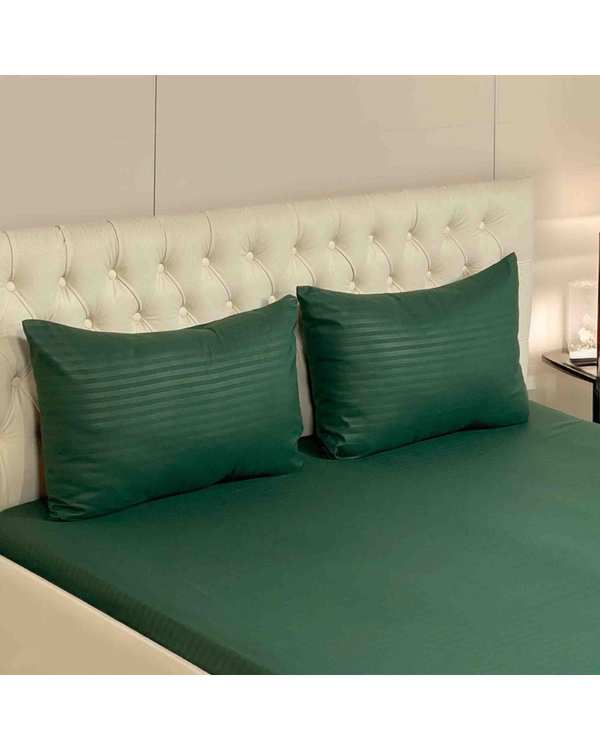 ست ملحفه و روبالشی دو نفره 3 تکه سبز ارتشی مانیکا هوم Monica Home مدل parallel plus
