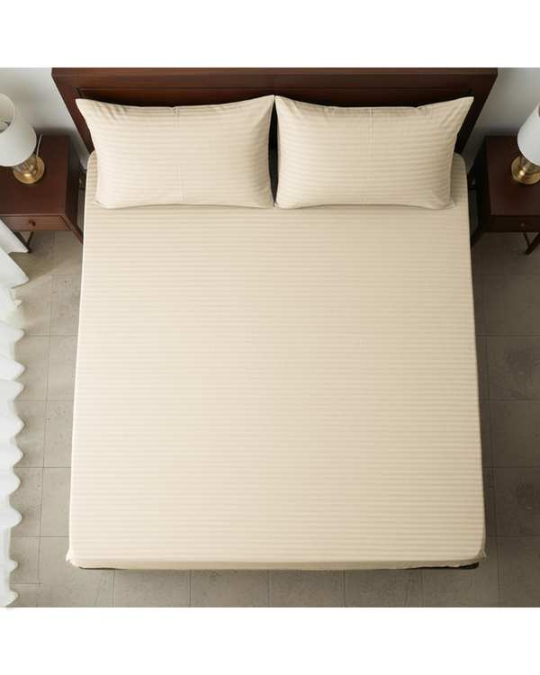 ست ملحفه و روبالشی دو نفره 3 تکه نباتی مانیکا هوم Monica Home مدل COTTON PARALLEL